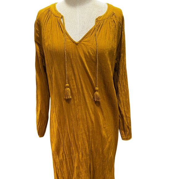 Banana Republic Yellow Crinkle Long Sleeve Dress – Size Medium - Picture 1 of 5